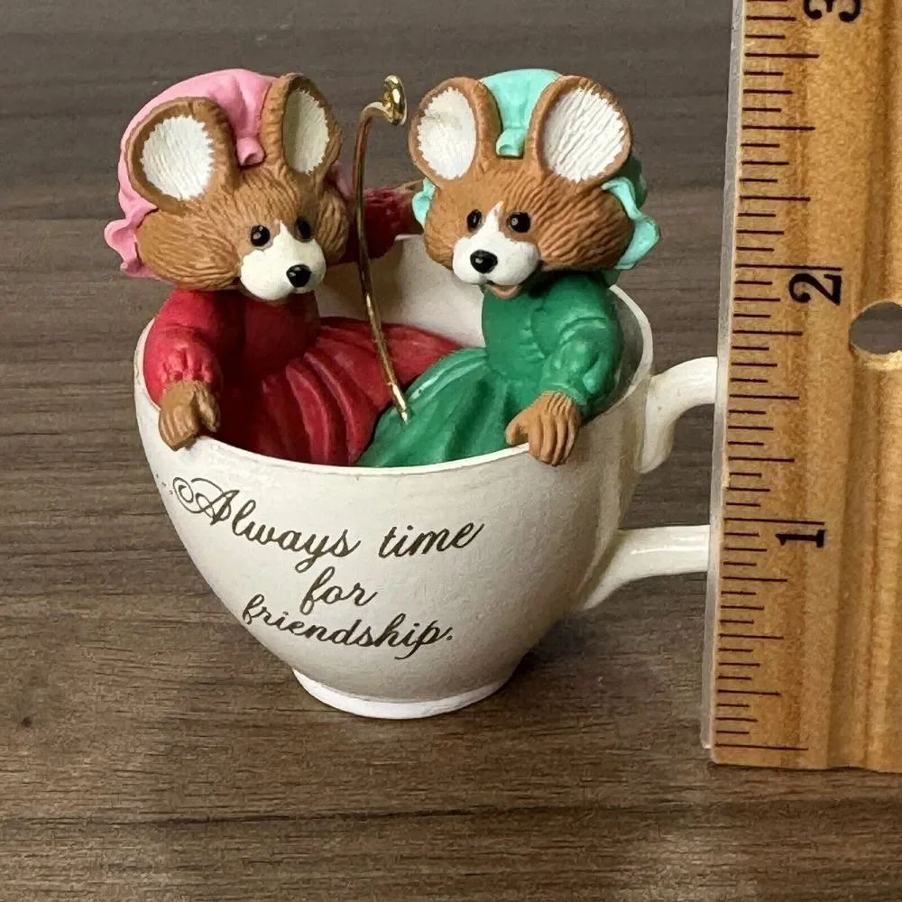 Vintage‎ 1989 Two Mice In A Teacup Always Time For Friendship Ornament Hallmark